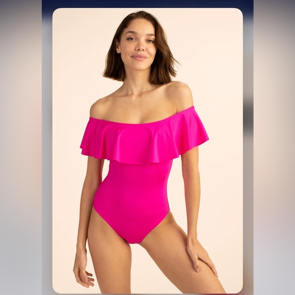 TRINA TURK MANACO OFF-THE-SHOULDER💕1 PIECE SWIMSUIT💕💕💕PINK - Picture 1 of 9